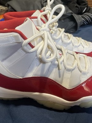 Jordan Air Jordan 11 Cherry White/Red High Top Lace Up Men's Basketball Sneaker
