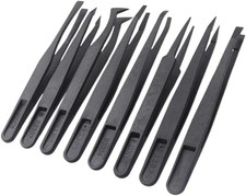 Plastic tweezers for the handling of watch batteries -8PCS Assorted Tips ESD