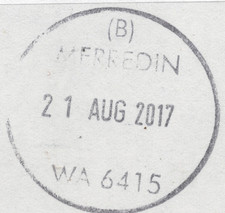 21 AUG 2017 dated CIRCULAR postmark MERREDIN (B), WA 6415