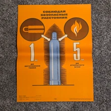 fire hazard - Original Poster 17x23" Soviet Moscow 1980s Workplace Safety