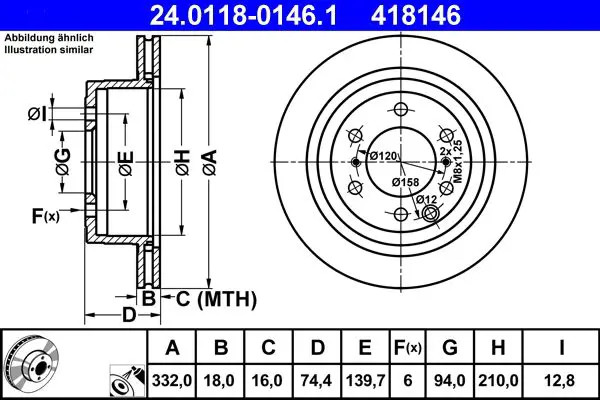 Disque De Frein Ate 24.01180146.1 Mitsubishi - Image 2