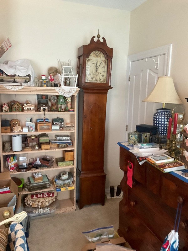 SILAS HOADLEY WOOD WORKS GRANDFATHER CLOCK C 1820 HEART PINE CASE WORKING