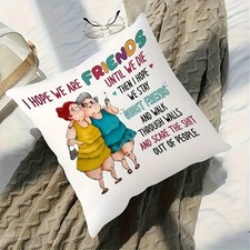 Humorous Friendship Pillow Cover Friends Funny Home Decor Throw Pillow Case Gift