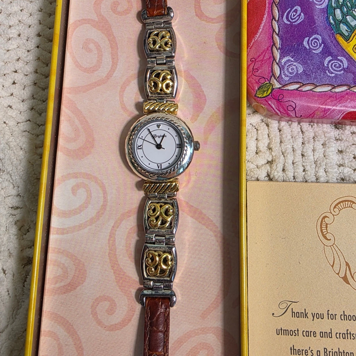 Brighton “Bismark” Dark Red & Silver Watch- Needs Battery- Beautiful Watch w/Tin Brighton “Bismark” Dark Red & Silver Watch- Needs Battery  main image 3