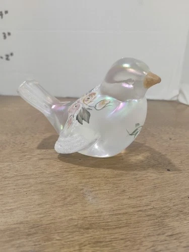 Fenton Glass Romance Collection Song Bird - VTG Roses Hand Painted By  S Smith