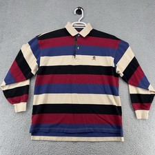 Vintage Tommy Hilfiger Rugby Polo Shirt Mens M Colorblock Stripe 90s Y2K Crest