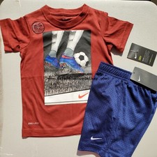 Nike Boys Size 4T Mesh Shorts  T-Shirts Maroon  Blue Mesh Soccer Spring