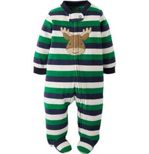  45 Child Of Mine Carter'S Boy'S Green Blue White Reindeer Baby Sleeper Size 6m