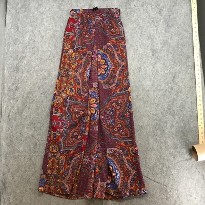 Boohoo Pants Womens Small Red Paisley Sheer Split Trouser Beach Co-ord NWT 