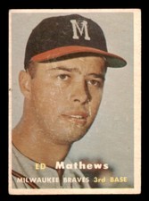 1957 Topps Baseball #250 Ed Mathews VG *f2