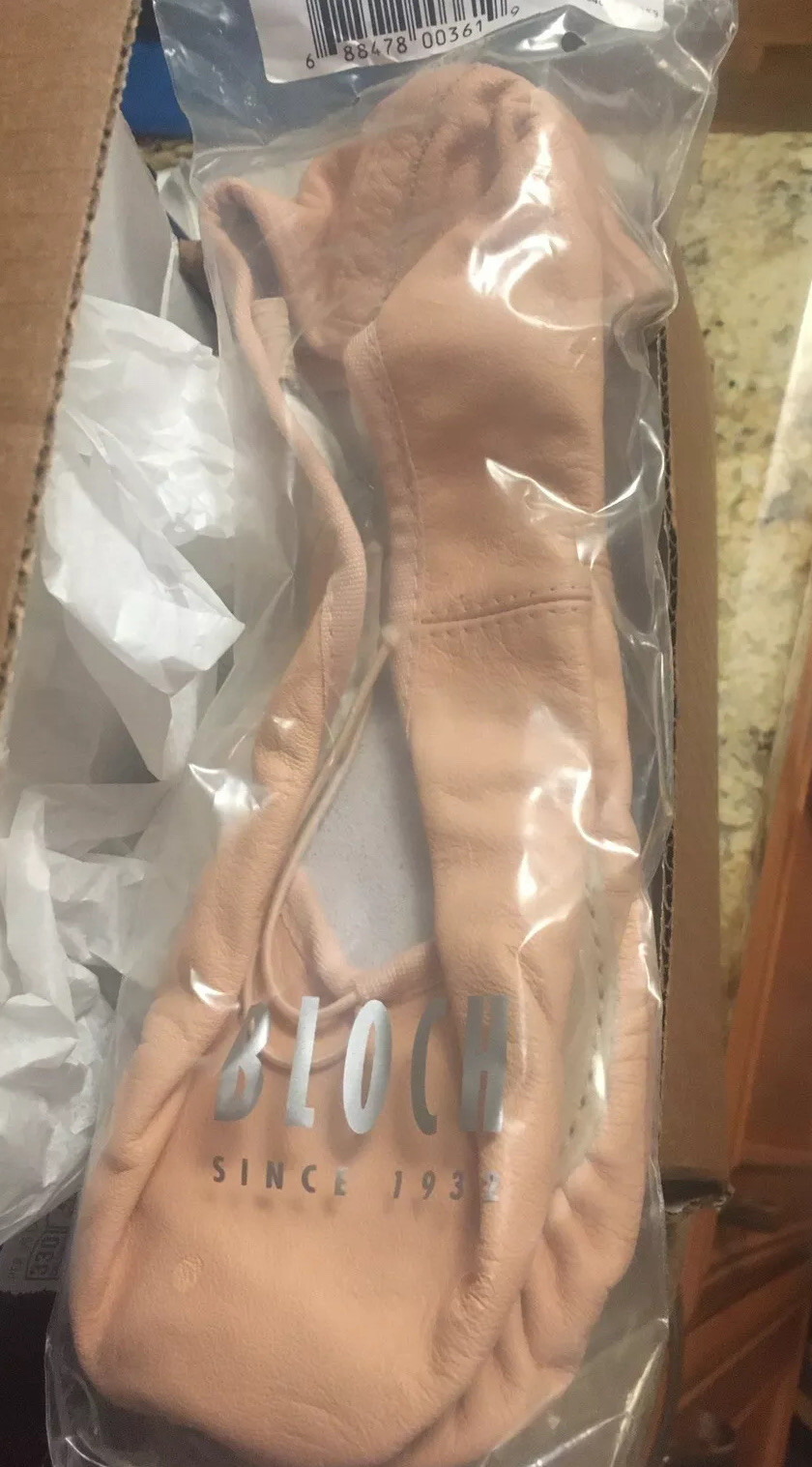 SAOLA Bloch 5.5D (7.5W) Ciabatta da Balletto in Pelle con Suola Completa per Adulti Nuova mai indossata