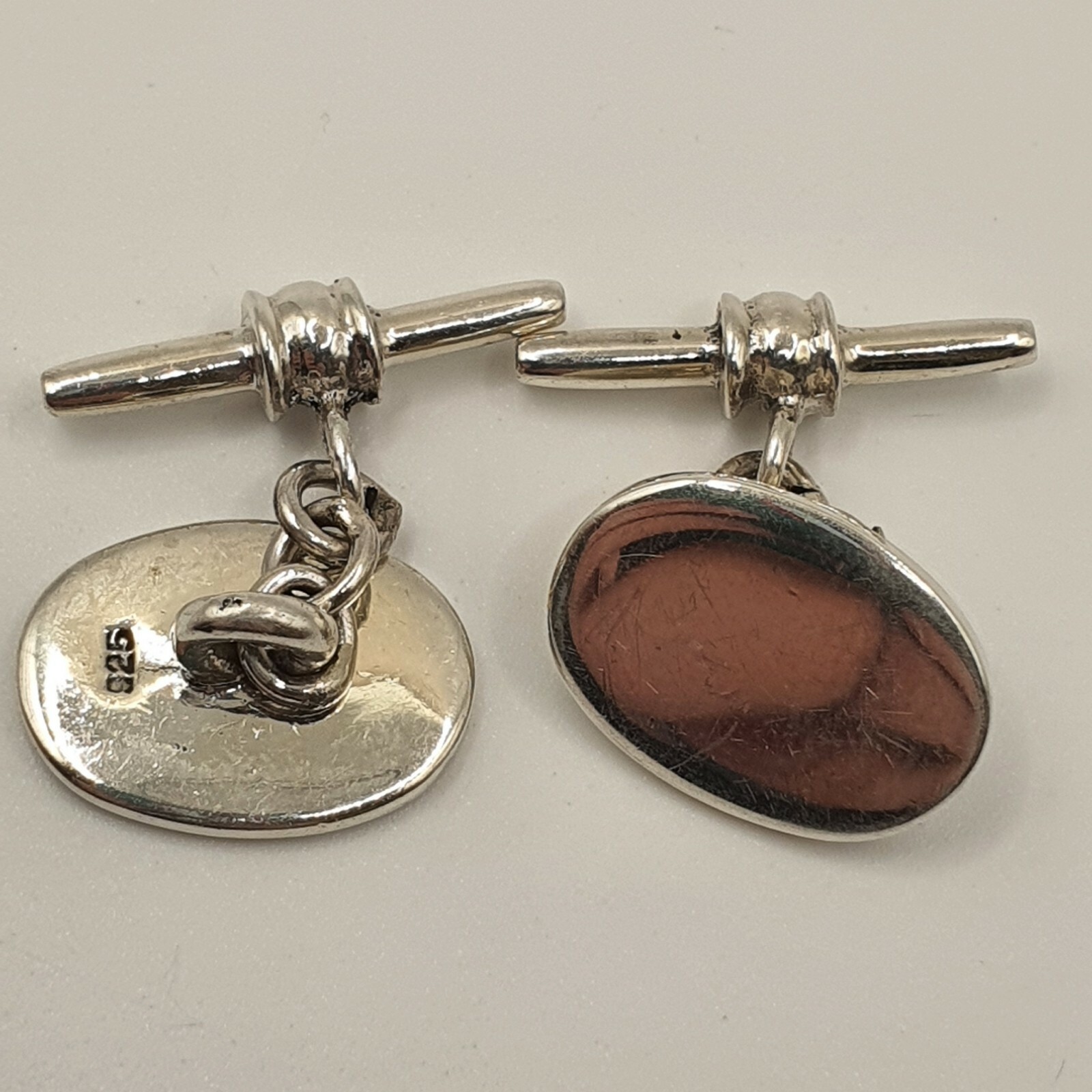 Sterling Silver Mens Cufflinks Oval 8.7gram (lot 1) M14