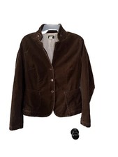 J.Crew Size Med Vintage Brown Corduroy Button Front Blazer Jacket Patch Pockets