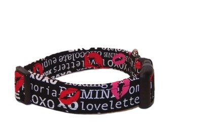 Wet Nose Designs True Love Dog Collar Valentines Day Lipstick Kisses Words