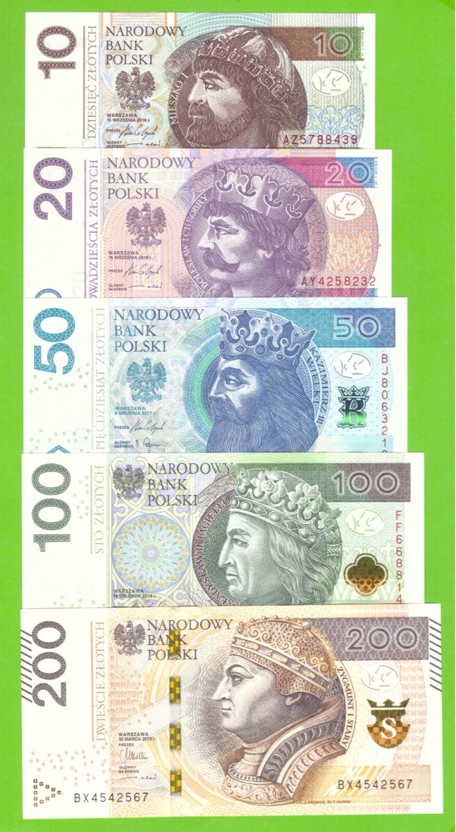 POLAND SET 5 X 10,20,50,100,200 ZŁOTYCH 2016/2018 P-183/190 UNC | eBay