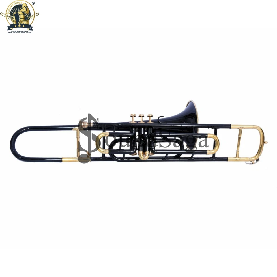 Trombón de válvula SOUND SAGA paso Bb incluye boquilla y estuche de transporte (negro) Foto 3 de 3