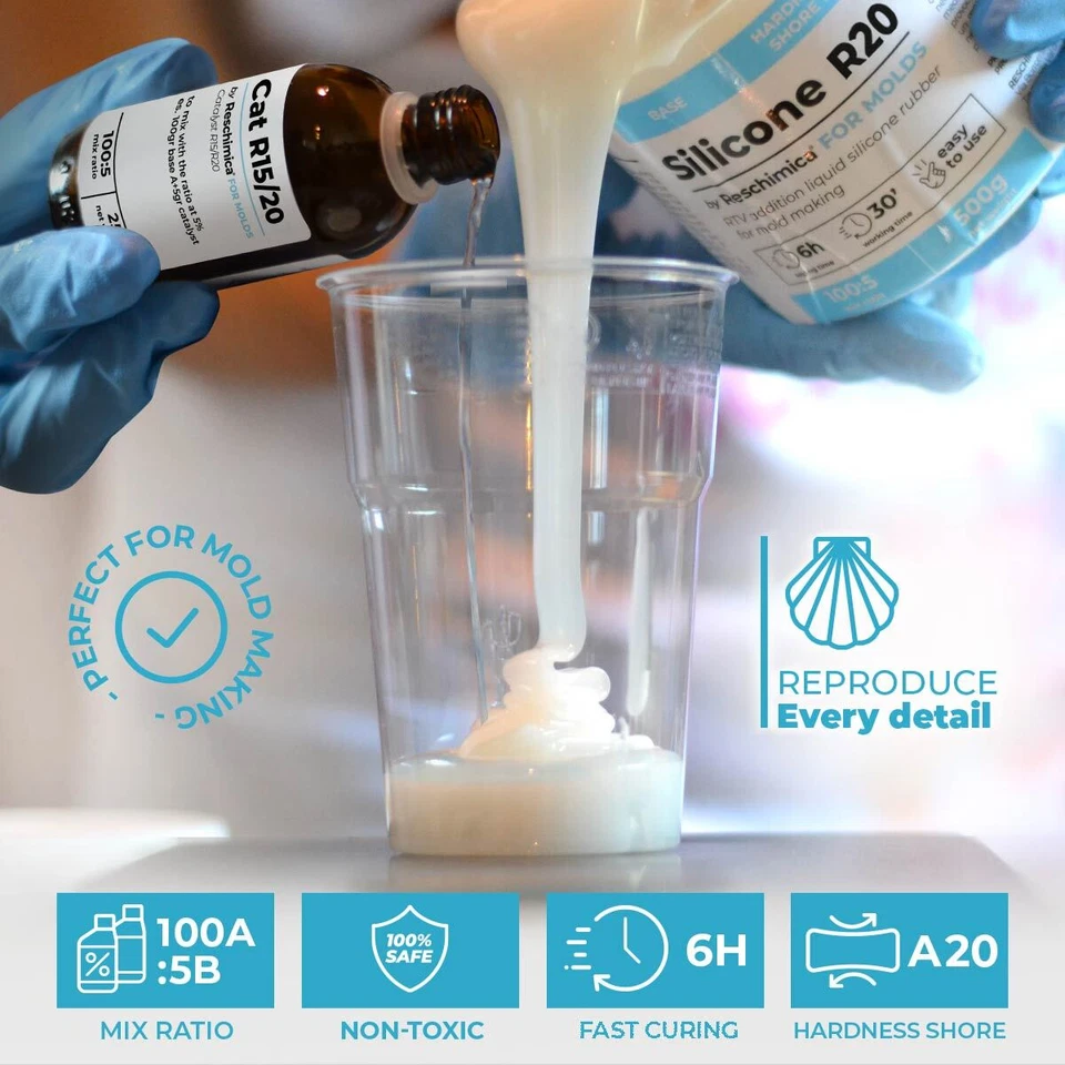 Gomma siliconica liquida da colata R 20, media durezza , calchi, bricolage - Immagine 2 di 4