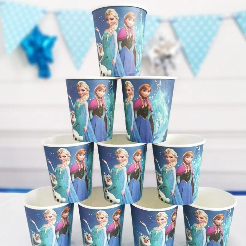 Frozen Anna Elsa Princess Birthday Party Decorations Kids Table Plates Cups Girl - Image 3 of 4