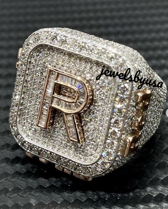 2CT Men's Baguette Lab Created Diamond Custom Letter Initial 