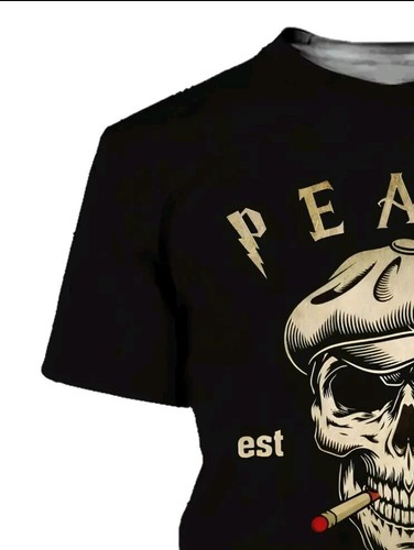 Black Peaky Blinders Smoking Skull T-Shirt Size L Chest 44" Brand New Bagged - Picture 4 of 6