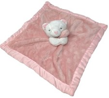 Carters Lovey Kitten Cat Security Blanket Plush Satin Trim Toy White/Pink Soft