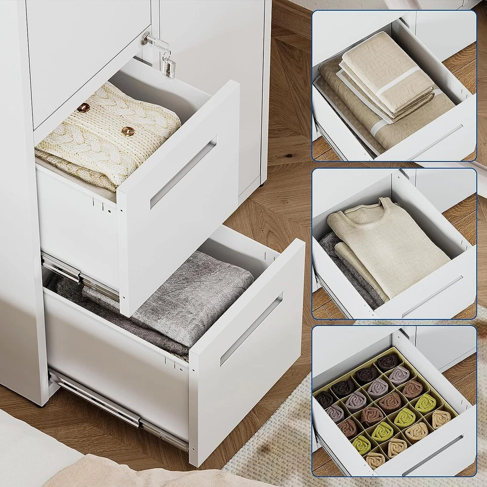 Metal Storage Cabinets with Drawers,Staff Locker Wardrobe with Lockable Doors - Image 3 of 4