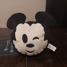 Disney Emoji Winking Mickey Mouse Head Plush Pillow Travel Nap Lovey 11"