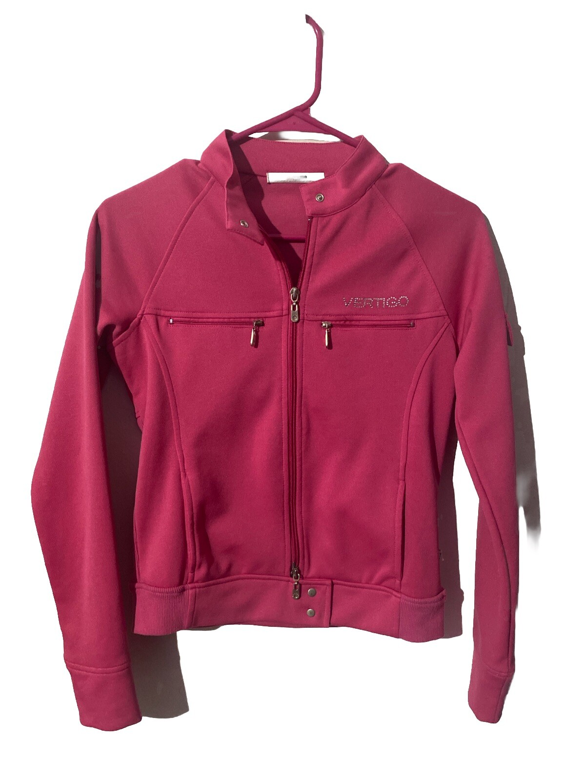 Vertigo Rhinestone Logo Jacket EUC Size Small Pink - image 1