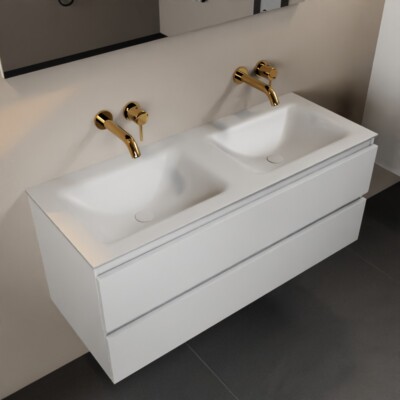 corian waschtisch set weiß aivy eco 120 cm weiß doppelbecken ohne hahnloch