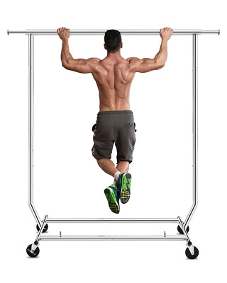 HOKEEPER Rolling Commercial Grade Clothing Garment Racks Sing Rail Adjustable US