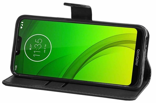SCHWARZE GELDBÖRSE LEDER GEL STÄNDER HÜLLE MIT KARTENFACH FÜR Motorola Moto E14/G04/G24 - Bild 5 von 12