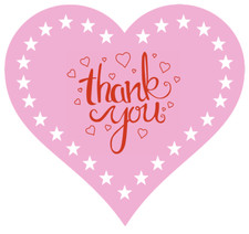 Heart Shaped Professional Thank You Stickers - Labels - Many Styles Available
