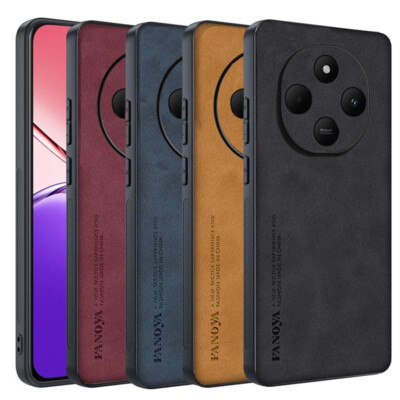 For Xiaomi Redmi 14C Nubuck Leather Fabric Rubber Coated hard case cover