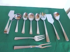 10 Pc Serving Set Reed Barton HIGHBRIDGE stainless steel Flatware 18/10 Ridges