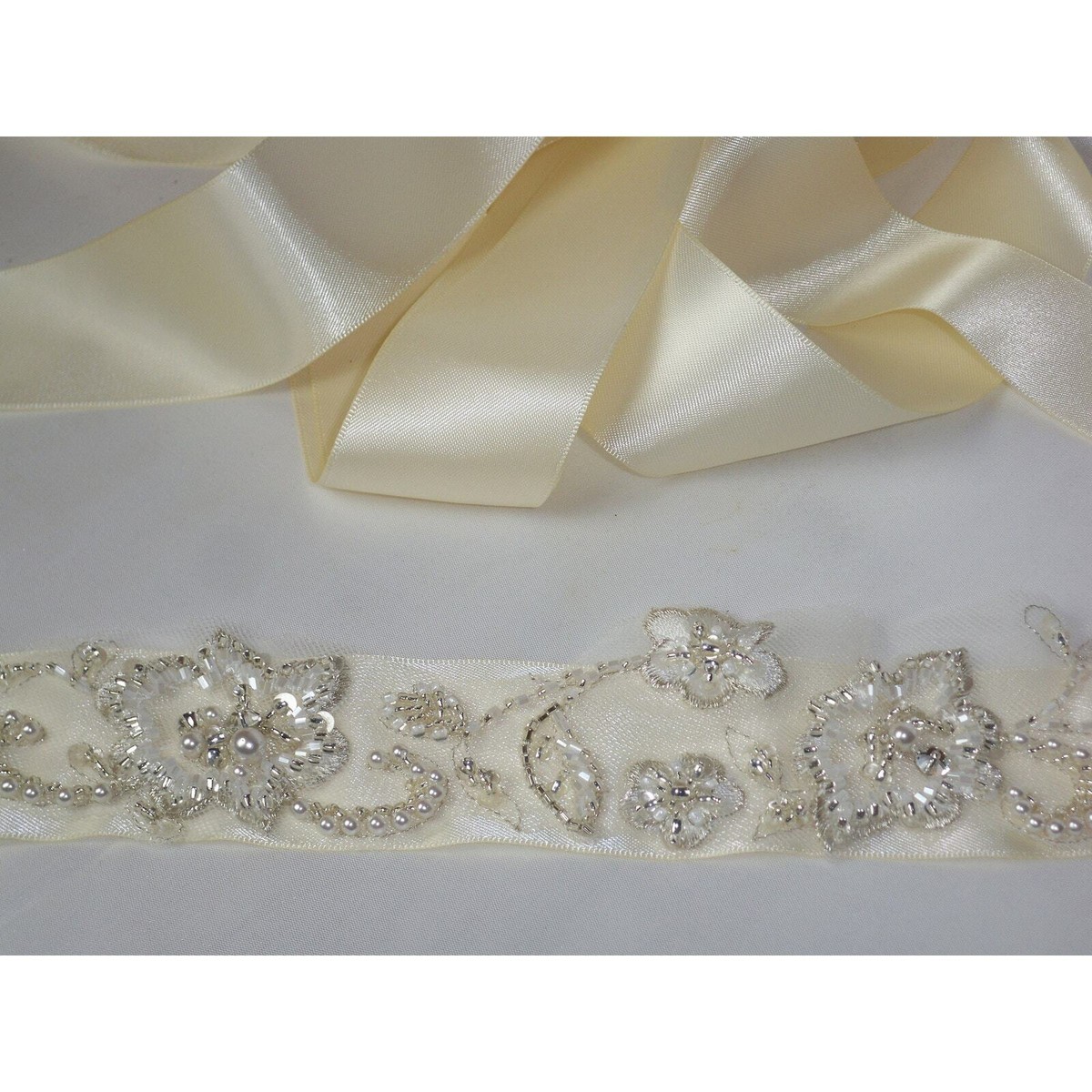 beaded bridal dress belt sash, ivory beaded satin wedding 