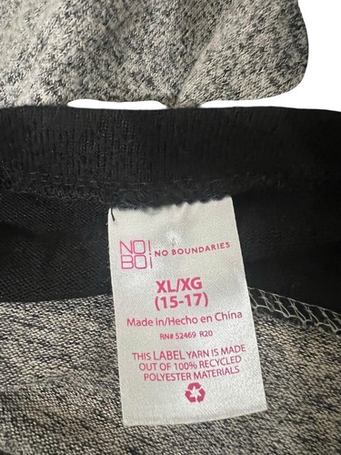 NOBO No Boundaries Junior’s XL 15-17 Raglan Sleeve Black Heather Twist Front L/S - Picture 5 of 5