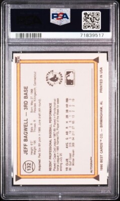 1990 Best Jeff Bagwell #132 New Britain Red Sox PSA 9 - Pop 43