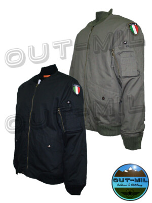 Italienischer Militärpilot Bomberjacke Herren (Grau Grün, Schwarz) Wendebar Orange
