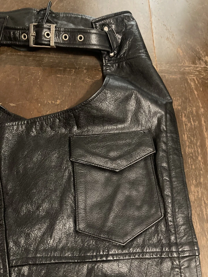Gorras de cuero para motocicleta Pro-Rider negras talla mediana cintura ajustable 30-36 Foto 4 de 4