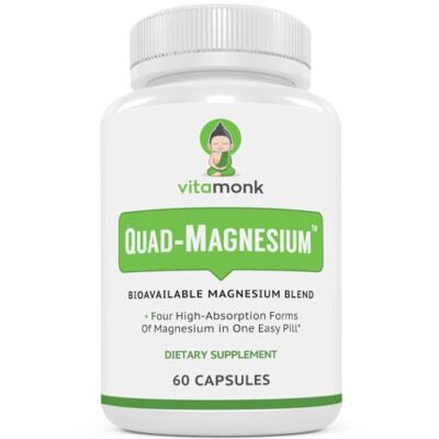 Quad Magnesium Blend by Vitamonk - with Magnesium Orotate, Glycinate Chelate, Ma