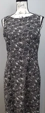 AB Studio Sheath Dress Womens 6 Black Leaf Floral Sleeveless Round Neck Back Zip