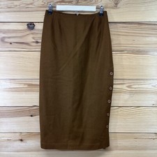 VTG Herman Geist Wool Pencil Skirt 10 Midi Midcalf Fully Lined Burnt Orange B151