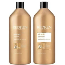Redken All Soft Shampoo and Conditioner Set . Liter Each. New and Sealed