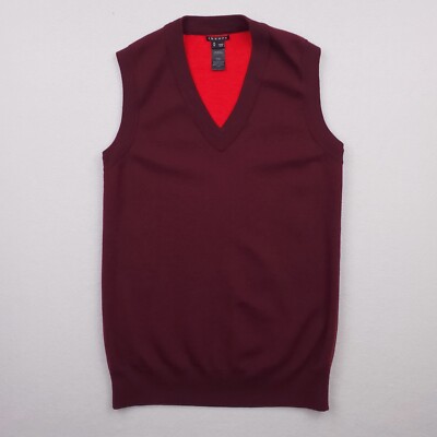 Theory Sweater Vest Womens Medium Maroon Wool Blend V Neck