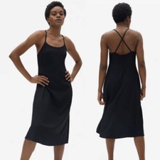 NWT Everlane The Japanese GoWeave Cross Back Skip Midi Dress Black Size 2
