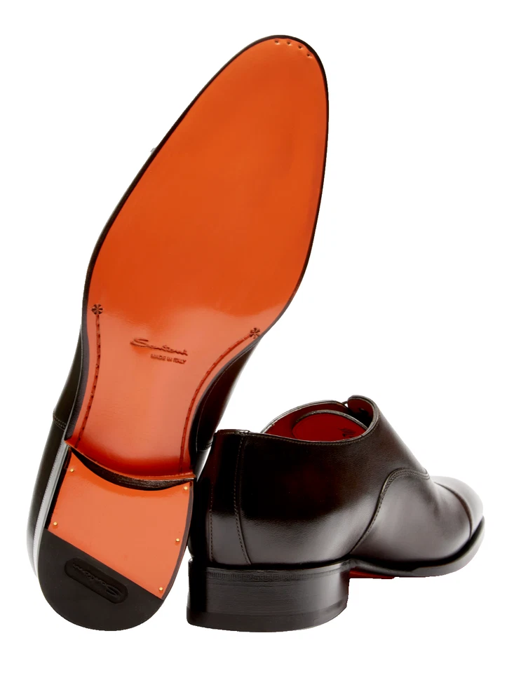 Santoni Oxford Chaussures Patinées Mocassins Loafers En Cuir 43,5 - Photo 1/4