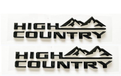 2PCS Front Fender Gloss Black High Country Emblems Badge Fit For 19-24 Silverado