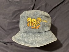 Vintage Tweety Bird Embroidered Looney Tunes 1997 Denim Bucket Hat