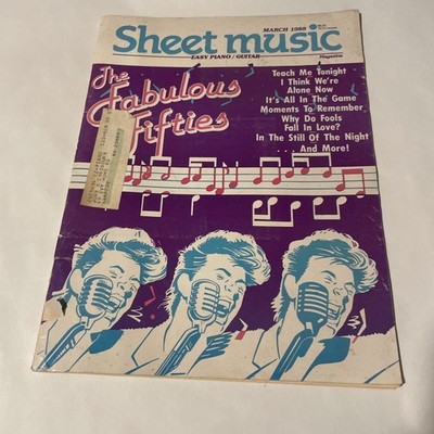 Sheet Music Magazine The Fabulous Fifties Easy Piano Guitar March 1988