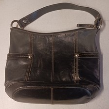 Vintage Fossil Black Leather Shoulder Bag/Purse Model 75082 VERY CLEAN